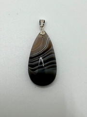 PURPLE ONYX AGATE TEARDROP PENDANT VINTAGE MARKED 925