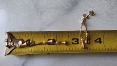 Gold Tone Metal Faux Pearl Dangling Pierced Earrings Vintage Costume Jewelry NOS