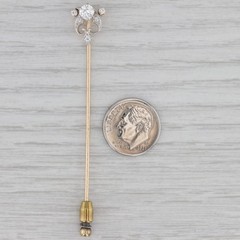 0.48ctw Diamond Stickpin 10k Gold Platinum Antique Pin