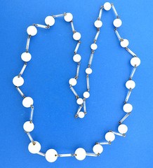 Vintage Milk Glass Crystal Graduated Bead Necklace Strand 36 in