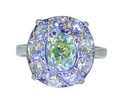 Vintage 1940s 2.72 Ct. Fancy Intense Yellowish Green Chameleon Diamond Ring