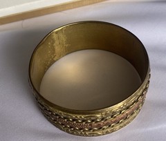 Vintage Brass and Copper Metal Woven Cuff Bracelet Boho Gypsy Style