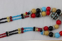 Glass & Metal Bead Necklace, Double Strand, 39gr