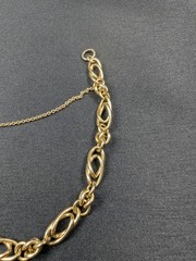 Vintage 14K Yellow Gold Double Marquise Link Bracelet 7.25” 7.6g Safety Chain