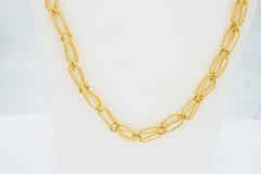 Vintage Necklace Gold Tone Textured Caged 30″