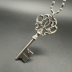 Heavy Sterling Silver Victorian Skeleton Key 3.5” On 16” Italy Bead Chain 41.4g