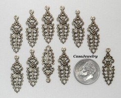#4189 ANTIQUED GOLD OPEN FILIGREE TEARDROP W/TOP HANG RING – 12 Pc Lot