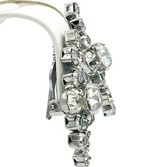 Vtg 1950 Midcentury Prong Set Rhinestone Cluster Climber Clip Earrings 1.5″