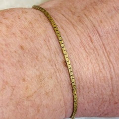 12k Gold Filled Chain Necklace Snake C Link Flat choker 2mm Wide 3.9gr VTG 14.5”