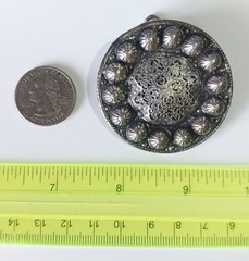 Vtg (Antique?) Norwegian Pewter FINN? Nordic Viking Shield Brooch Pendant