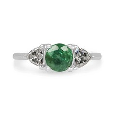 Art Deco 2.80 Ct Natural Green Emerald Vintage Style Wedding Ring 925 Silver
