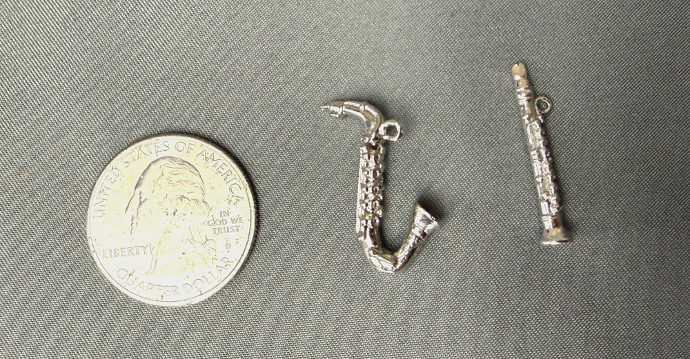 Vintage Woodwind Instrument Charm Collection (Clarinet & Saxophone), circa 1976