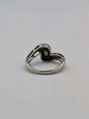 Nevada Silver Mines Vtg Sterling Silver Pearl & White Topaz Bypass 925 Ring Sz 7