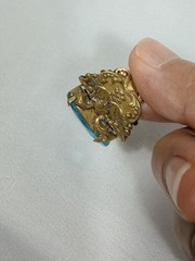 Vintage Gemstone Womens Ring Blue Gold Color Twisted Adjustable Band Jewelry