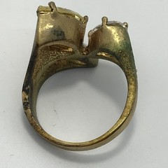 Vintage Sterling Silver Gold Plated Multi Color Cubic Zirconia Stone Ring sz 7