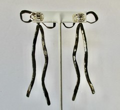 Pair of 4-Inch Unique Runway Gunmetal Earrings from France