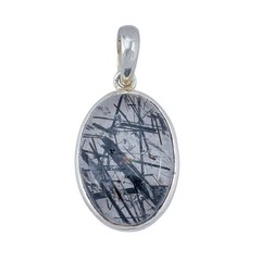 Vintage Sterling Silver 925 Tourmalinated Quartz Pendant