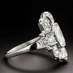 Art Deco Vintage Style 4.29Ct Lab Created Diamond Wedding 14K White Gold FN Ring