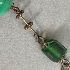 Antique Vintage Early Art Deco Czech Flapper Necklace Green Glass Beads Beaded