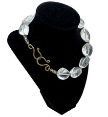 ROCK CRYSTALS GENUINE LARGE CHUNKY ICE COLD NUGGETS POLISHED NECKLACE CHOKER 16″