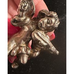 Sterling Silver Electroform Cherub Angel Pin Pendant