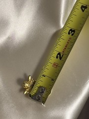 Vintage 1990s Gold Tone Angel Pendant with Deep Green Cabochon – 1.25 x 0.9 Inch