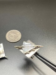 Vintage 3D Jet Fighter Airplane Silver Tone Cufflinks Aviation Novelty MCM