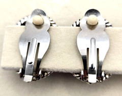 Vintage Estate Clip-On Glam Retro Earrings Faux-Pearl Gold/Silver Tone 1970-90s