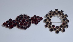 Vintage Deep Red Garnet Style ( Bohemian Garnet ?) Brooch Pin Lot of 2 J17