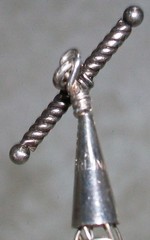Vintage 925 Sterling Silver Chainmaille Pearl Viking Dragon Tail Toggle Bracelet