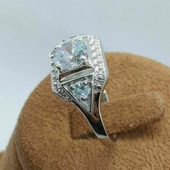 Art Deco 2Ct Round Cut Lab Created Diamond Party Wear 14K White Gold Finish Ring