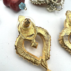 Lot of 20 Pairs Vintage Earrings Rhinestone Plastic Stone Some Signed Clip Post