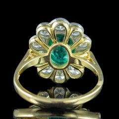2.90 Ct Natural Emerald Art Deco Vintage Engagement Ring 14K Yellow Gold Over