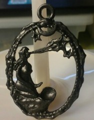 MaryBee Jewelry: 2 1/4″ Handpainted Black Fantasy Nude Pendant 12-01-2020 (B)