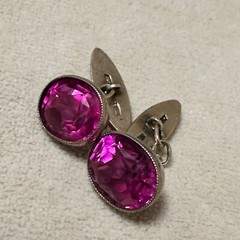 Vintage soviet Corundum Gems cufflinks 875 silver ussr PC