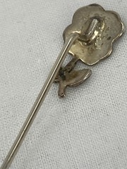Vintage Turquoise Inlay Flower Stick Pin Silver Tone