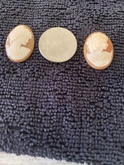 Vintage Hand Carved Classical Lady Portrait Shell Cameo Loose (Set Of 2)