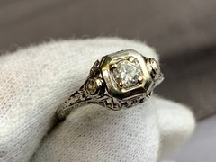 Vtg White Gold Diamond Ring 2.55g Fine Jewelry Size 5.25 Band Clear Stone *READ*