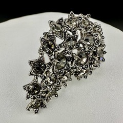 Vintage Rhinestone Brooch Smokey Gray Star Celestial Galaxy Sparkle Cluster