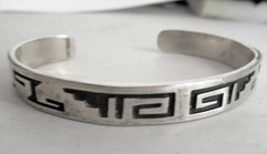 HOPI STERLING OVERLAY CUFF BRACELET, 6 3/4 INCHES WEARABLE, 18 GRAMS