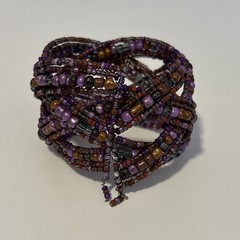 6 Piece Lot of Colorful Pink Purple Tone Bracelets Plastic Stone Glass Variety
