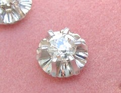 ANTIQUE 1.35ctw MINE DIAMOND PLATINUM BALLERINA SETTING 10 mm STUD EARRINGS 1930