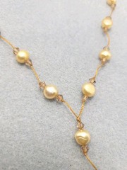Freshwater Yellow Pearl And Glass Bead Necklace 17in .