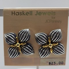 Lovely Vintage Miriam Haskell jewels for jcpenny modernist flower clip earrings