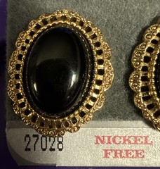 1928 Brand Nickel Free Gold Tone And Black Earrings 14k Gold Filled Posts 20728