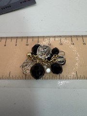 Trifari Vintage Cluster Earrings Black Clear Faceted Bead Surgical Steel Post