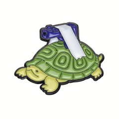 Funny Cartoon Turtle With Gun Metal Brooch Pin Backpack Purses Clothing Lapel