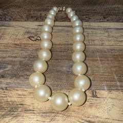 Vintage Large Champagne Pearls Hand Tied Choker Necklace