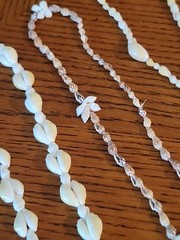 Vintage Lot Of 5 Hand Strung Long Shell Necklaces Cluster White Cream Mixed