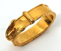 Vintage Hermes Authentic Gold Tone Belt Buckle Shaped Scarf Ring